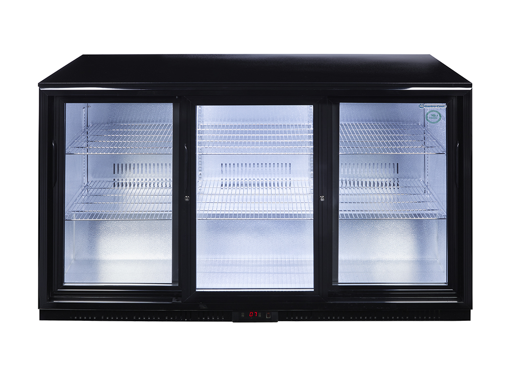 Gastro-Cool - Flaschenkühlschrank - Schiebetür - selbstschließend - schwarz - GCUC300 Frontal leer