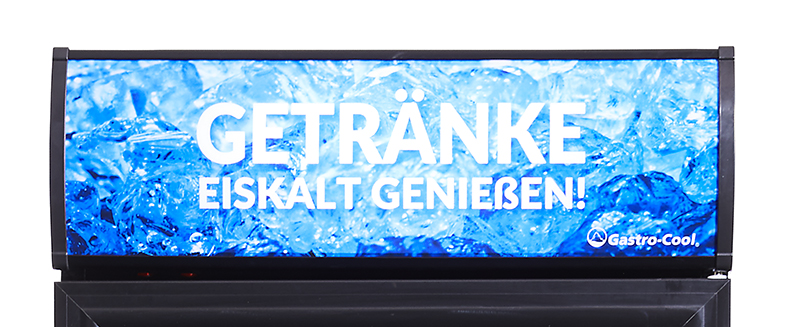 Gastro-Cool - Werbekühlschrank mit Display - schwarz/weiß - GCDC400 - Leuchthaube